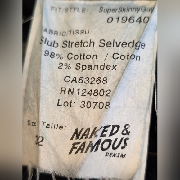Naked and Famous Selvedge Jeans. super skinny guy, navy , size 32 - Picture 10 of 12